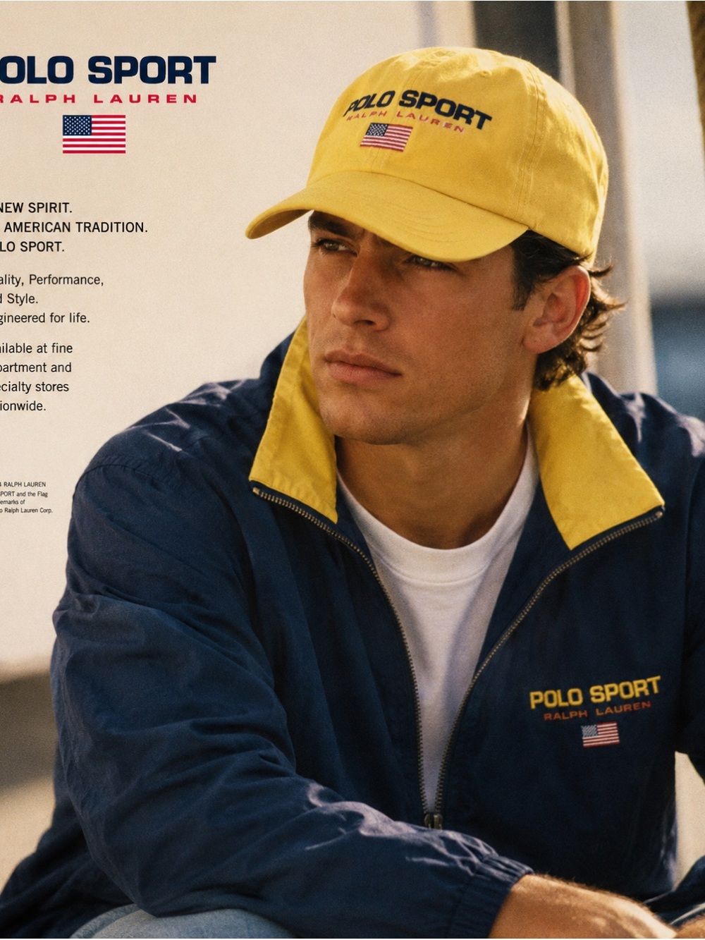 Rare Vintage 90s Polo Sport Ralph Lauren USA Flag Spell Out Strapback Hat Cap